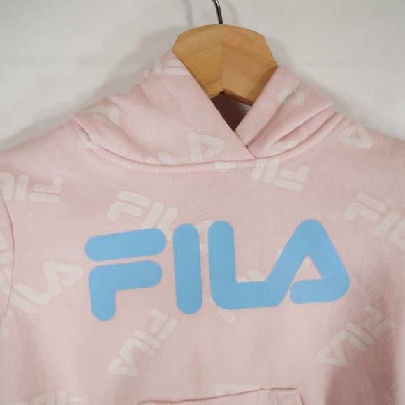 Fila Kids Pastel Pink Hoodie with Fila Logo in Blue & White Graphic Size 2T - Picture 2 of 14